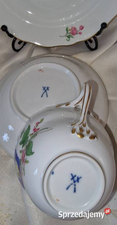 MeissenMiśni porcelanowe trio śniadaniowe