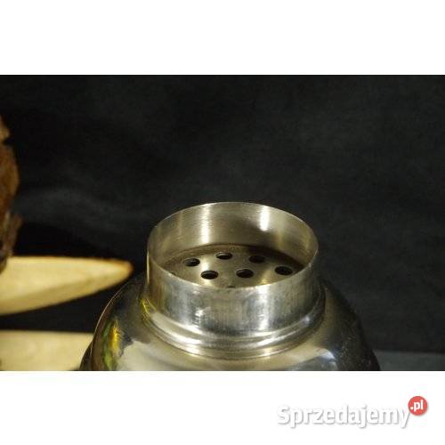 Shaker barmański metalowy z sitkiem vintage