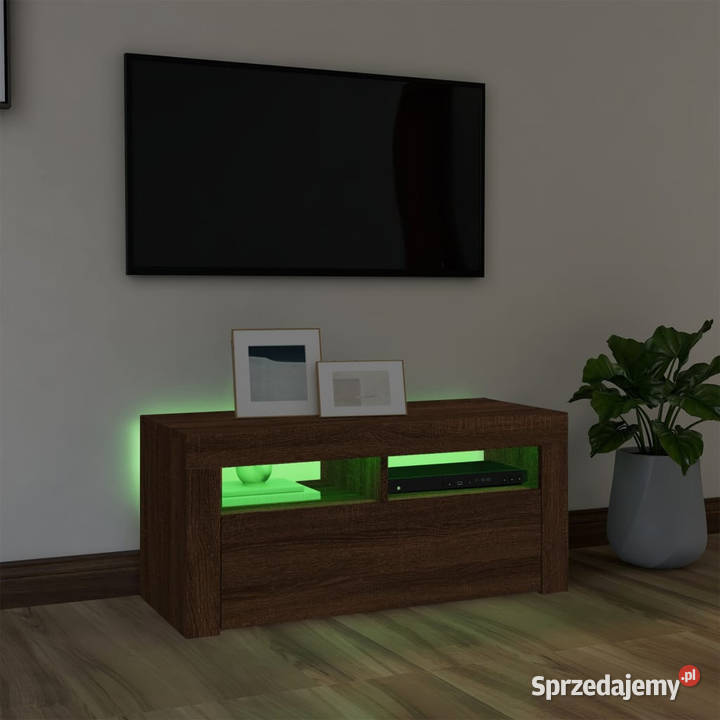Szafka pod TV z oświetleniem LED brązowy dąb Warszawa sprzedam