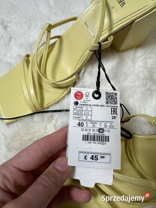 Zara sandały na obcasie damskie wiązane z skóra ekologiczna Kielce sprzedam