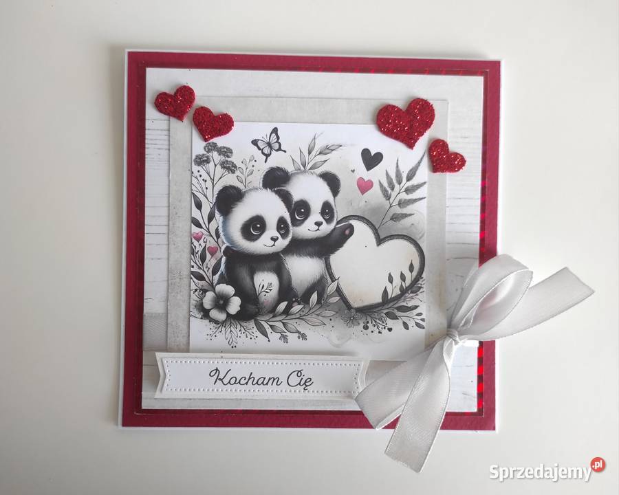 Kartka ręcznie robiona na walentynki Kocham Cię łódzkie sprzedam