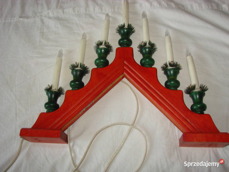 szwedzki drewniany świecznik adwentowy Pruszcz Gdański
