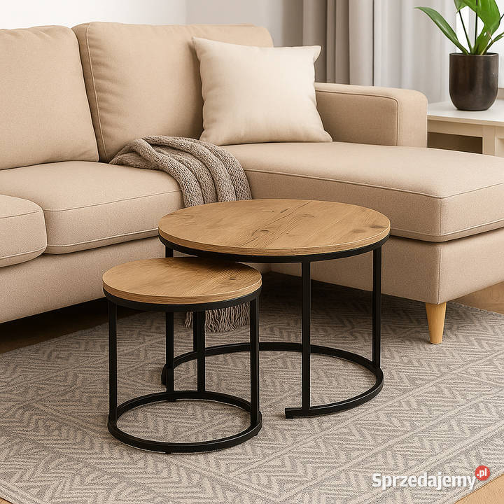 Nowoczesne stoliki kawowe okrągłe zestaw 2w1 Poznań sprzedam