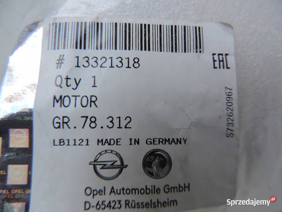 Silnik wlotu powietrza Opel Astra J 13321318 osobowe