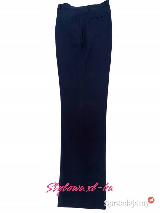 Spodnie damskie eleganckie długie proste kant niebieski łódzkie Pątnów