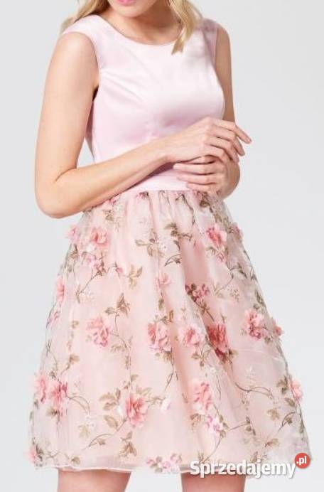 MOHITO 32 XXS sukienka RÓŻ halka tiul organza Kwiatki Moda i Styl Warszawa