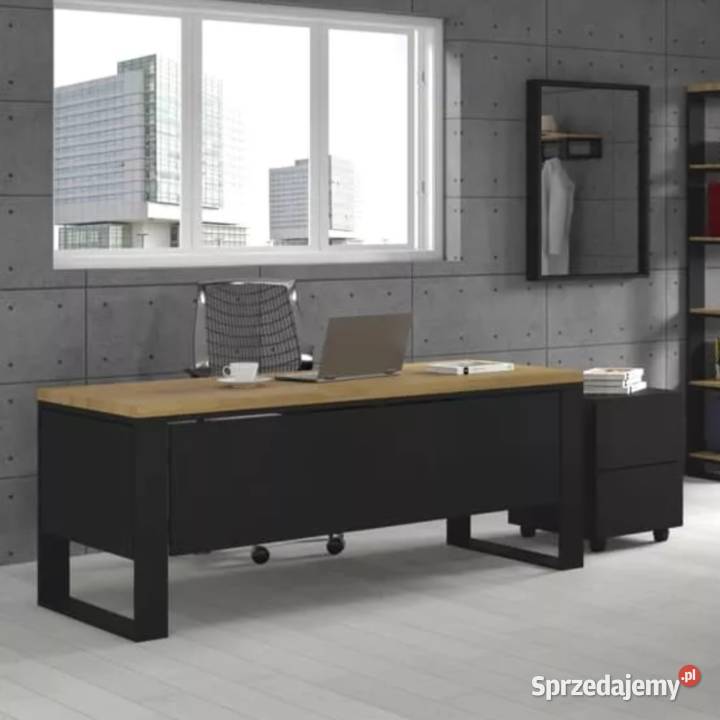 Biurko z Drewna Dębowego Stalowy Stelaż z Dom i Ogród Gdów