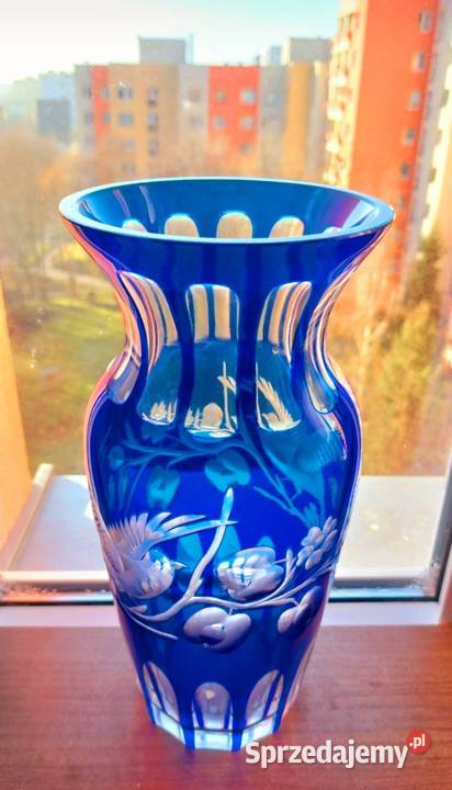 Piękny duży wazon kryształowy PRL Wrocław