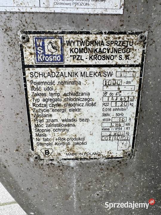 schładzalnik basen zbiornik do mleka 1000L Myszyniec Stary sprzedam