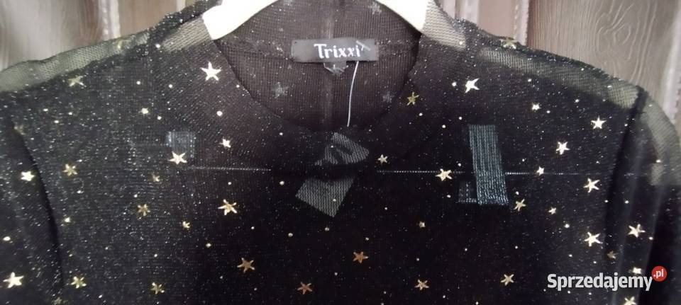 Sukienka na Sylwestra efektowna czarna brokatowa Bolesławiec