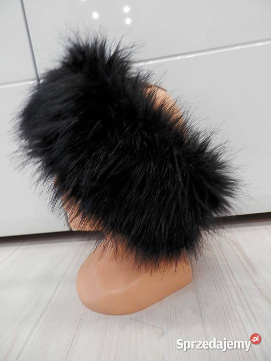 Opaska na Uszy Czarna Zimowa Futrzana Sztuczne Dla kobiet Łomża