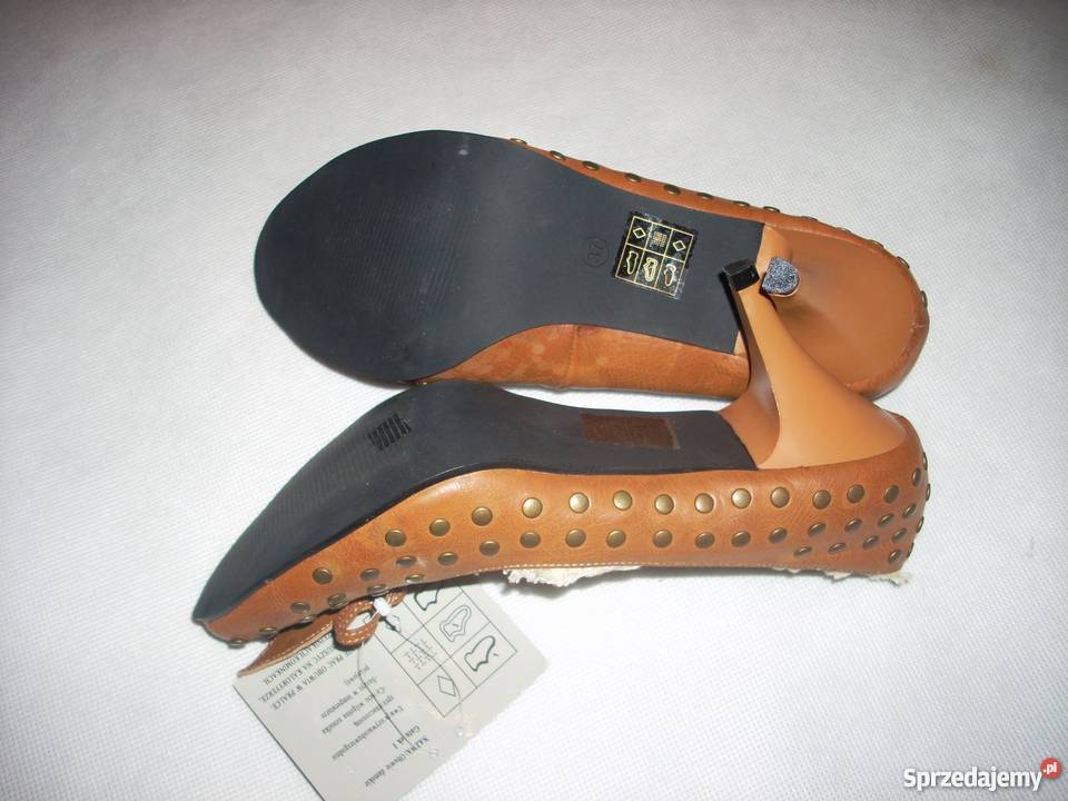 NOWE buty dżety z LNEM 37 szpilki camel