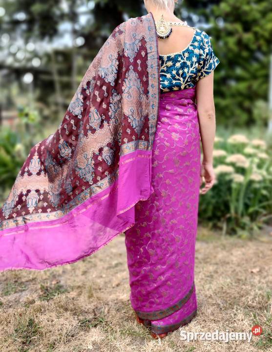 Piękne sari banarasi saree saari Indie Bollywood Szczecin