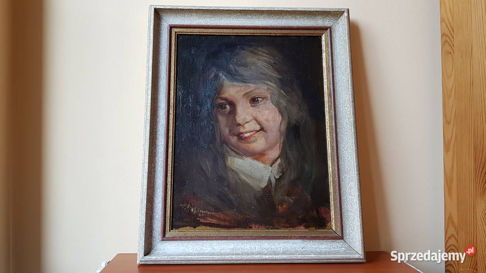 Stary sygnowany obraz olejny na płycie Dąbrowa Górnicza