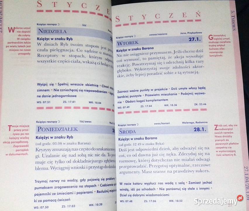 Kalendarz Księżycowy 2004 Dzień dniu Dorothea Pozostałe Chełm sprzedam