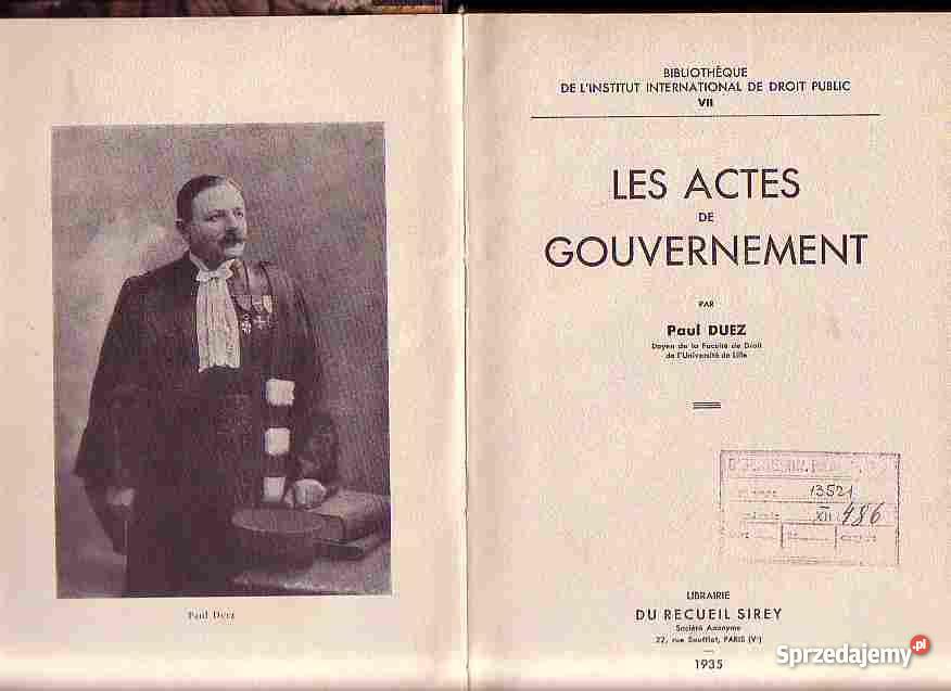 646 LES ACTES DE GOUVERNEMENT PER PAUL DUEZ LIBR Czyrna