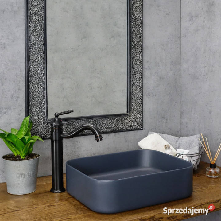 Bateria umywalkowa stojąca czarna MARGATE wysoka Wykończenie świętokrzyskie Chmielnik