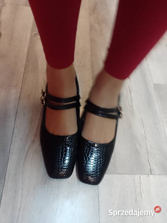 4142 Czarne teksturowane czółenka wieczorowe z 27cm Kraków