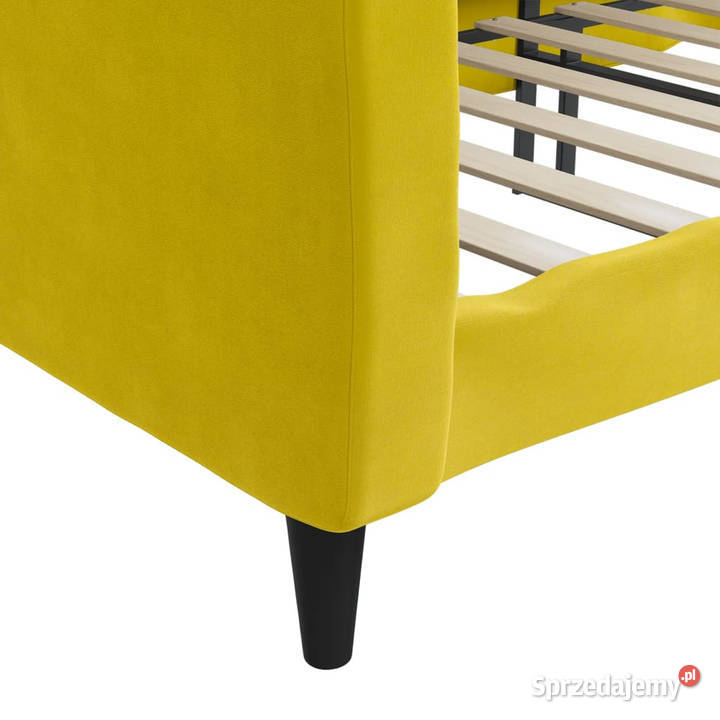 Sofa z funkcją spania żółta obita aksamitem Warszawa