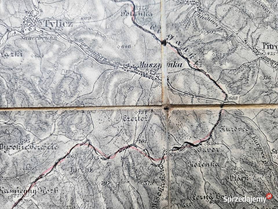 Przedwojenna mapa BartfeldMuszyna 175000 warmińsko-mazurskie sprzedam