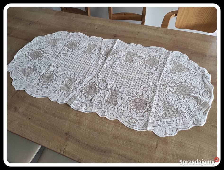 Obrus obrusik serweta koronkowa kwiaty 115 x 53 biały Płock