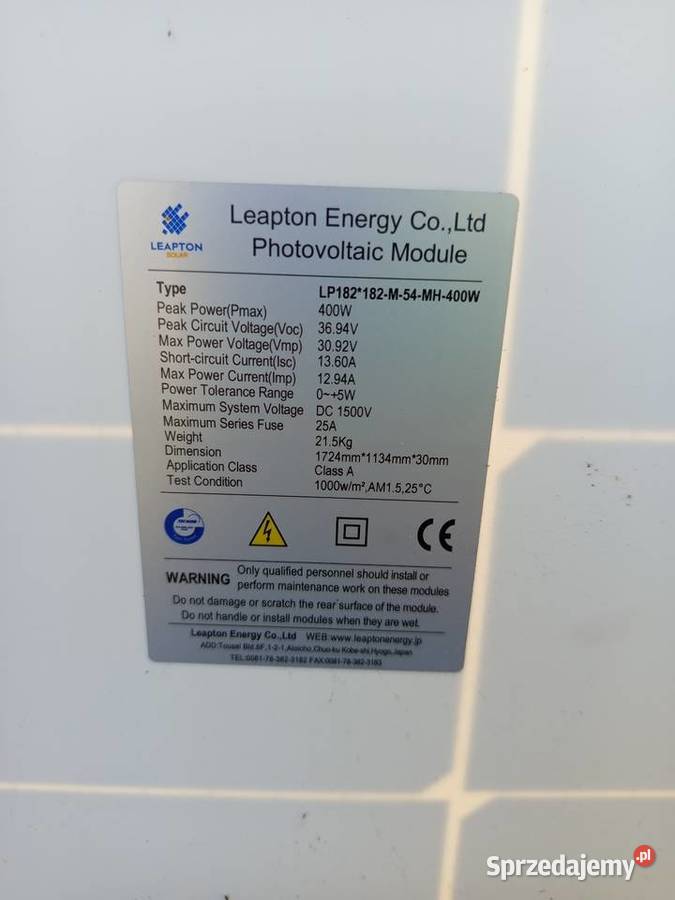 Panele fotowoltaiczne nieużywane Mników sprzedam