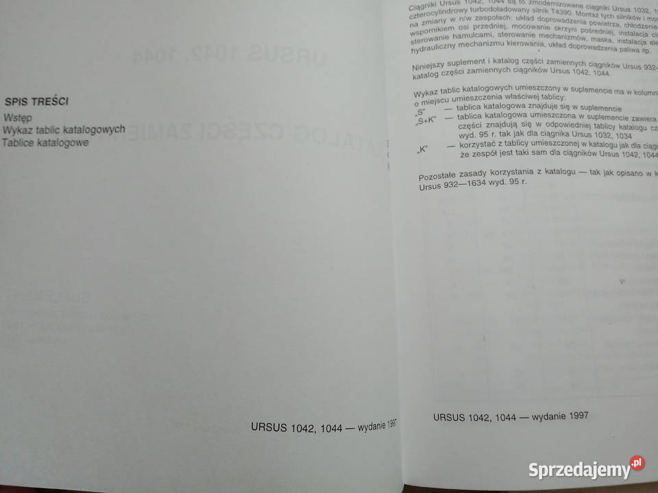 Katalog Ursus 10421044 suplement Części zamienne mazowieckie Warszawa sprzedam