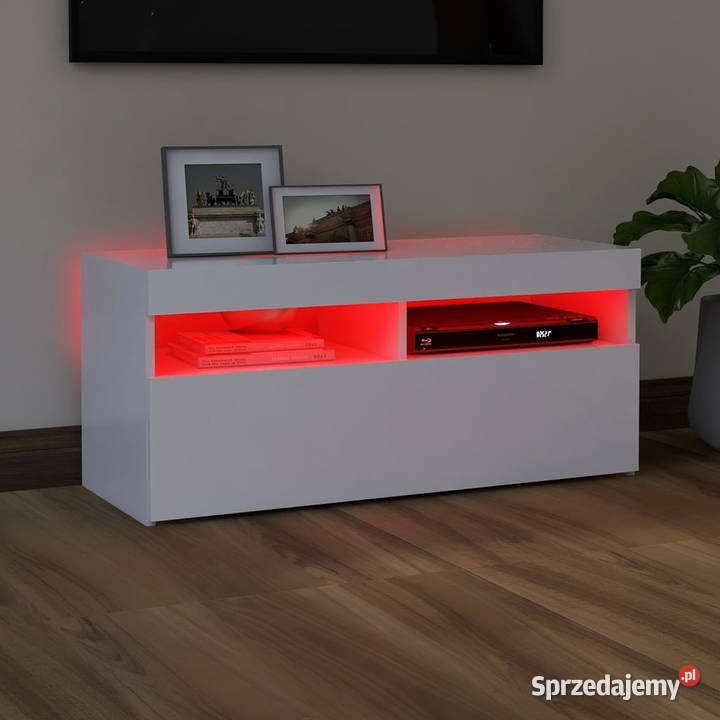 Szafka pod TV z oświetleniem LED biała 90x35x40 Warszawa