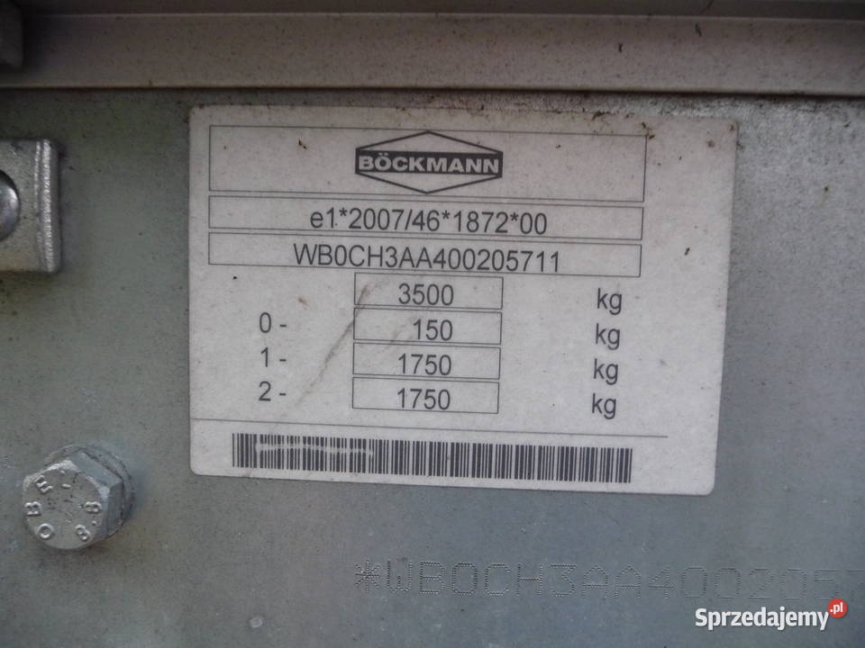 Przyczepa towarowa Bckmann HL5121350 Nowa Brody