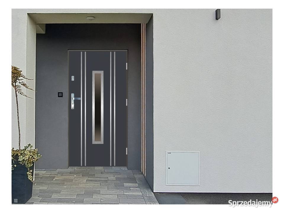 Drzwi wejściowe do domu GI11 INOX Antracyt 90 Drzwi zewnętrzne Ciemniewo