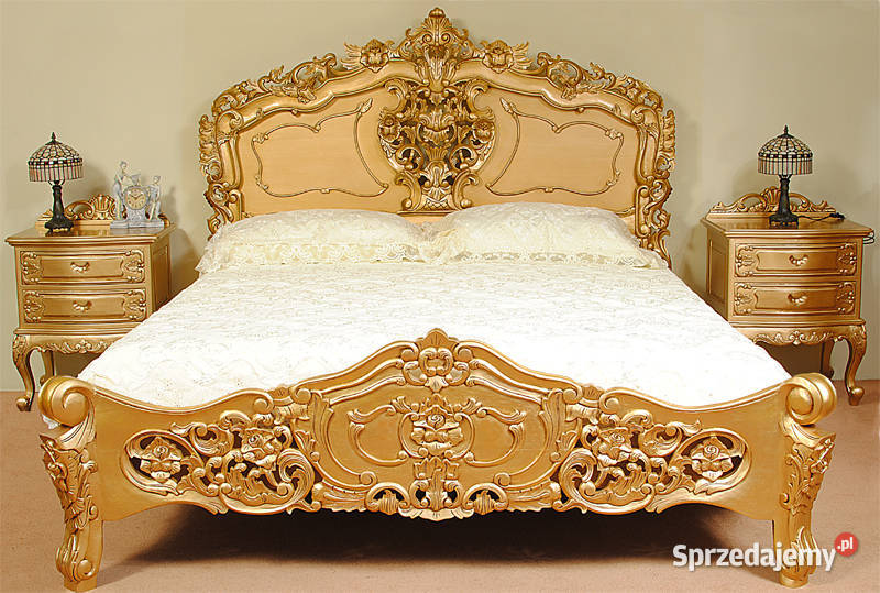 Nowe stylowe łóżko złote 140x200 barok rokoko