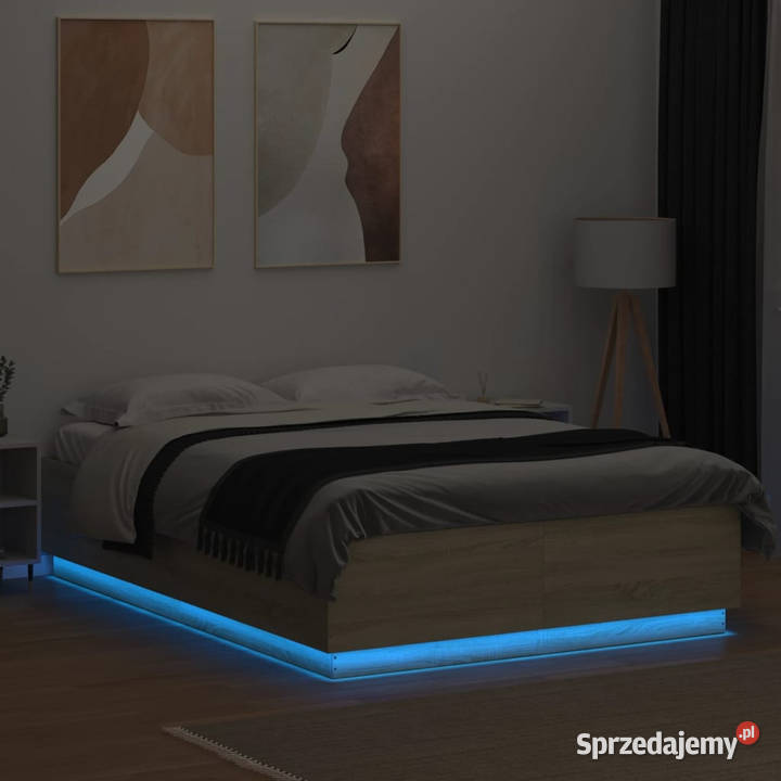 Rama łóżka z LED dąb sonoma 120x200 WM3209620 mazowieckie Warszawa