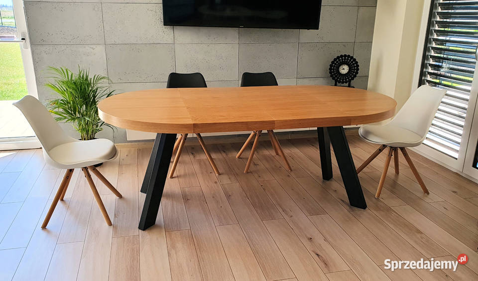 Nowoczesny stół dębowy okrągły rozkładany Loft 2 75cm Krosno