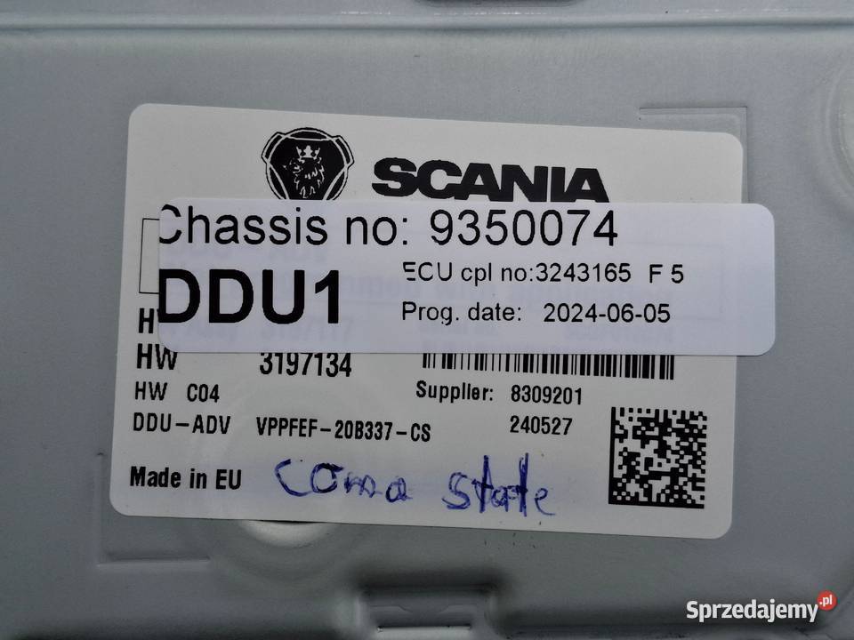 SCANIA R S STEROWNIK DDU1 MODUŁ DDU ADV 3197134 Komputery