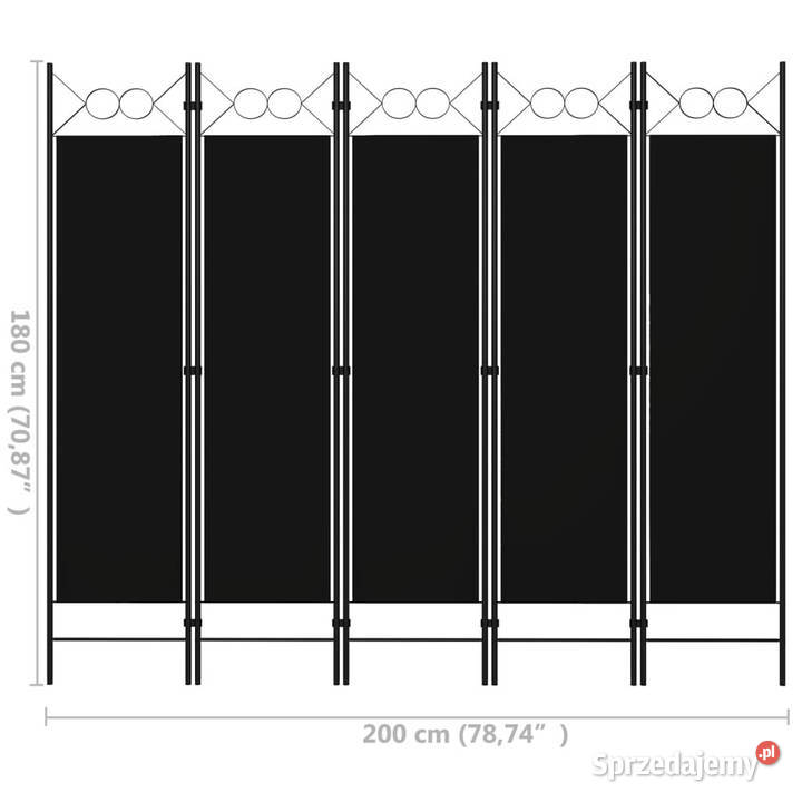 Parawan 5panelowy czarny 200 x 180 WM320710 Warszawa sprzedam