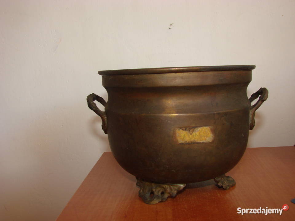 mosiężna osłona doniczki kociołek pomorskie Pruszcz Gdański