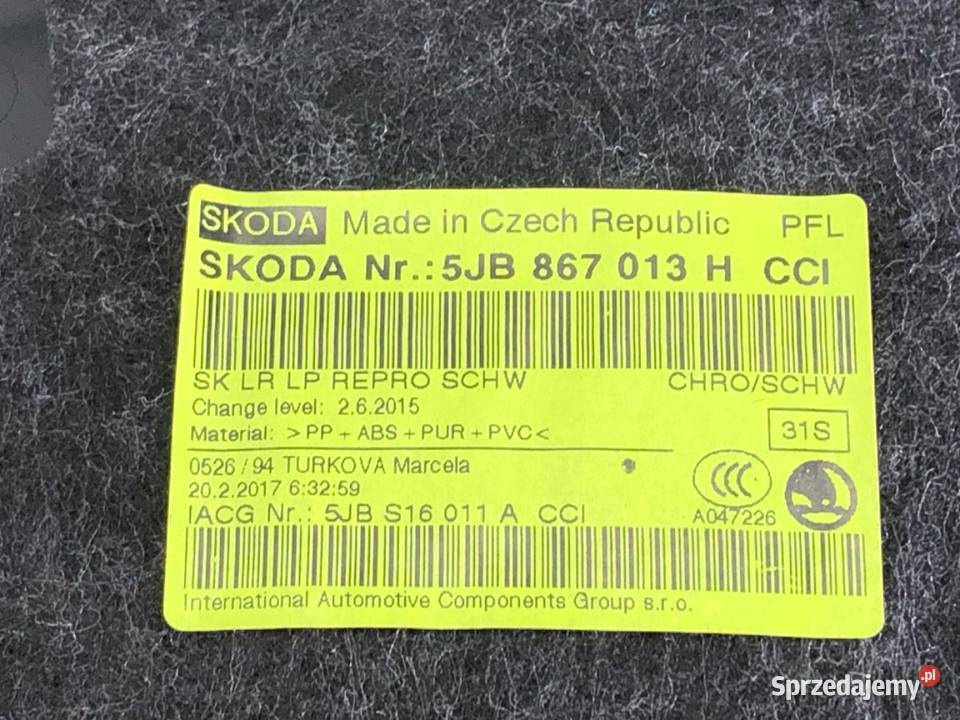 BOCZEK DRZWI LEWY PRZÓD SKODA RAPID osobowe podkarpackie