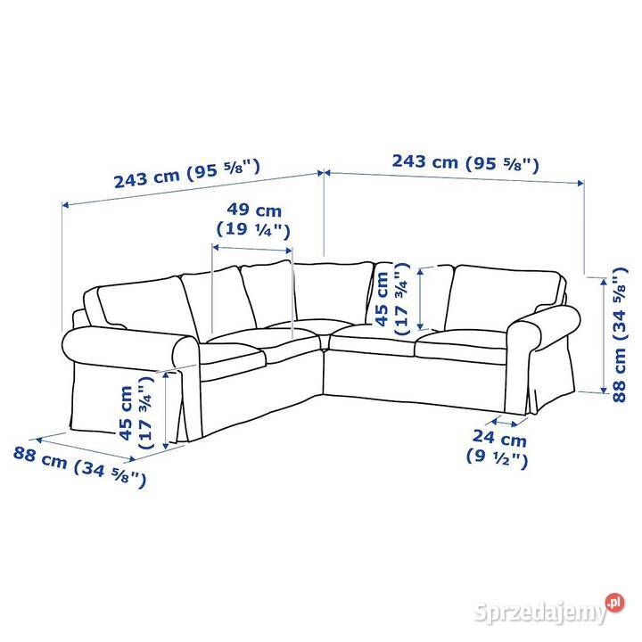 EKTORP Sofa narożna 4osobowa Hakebo ciemnoszary Ząbki