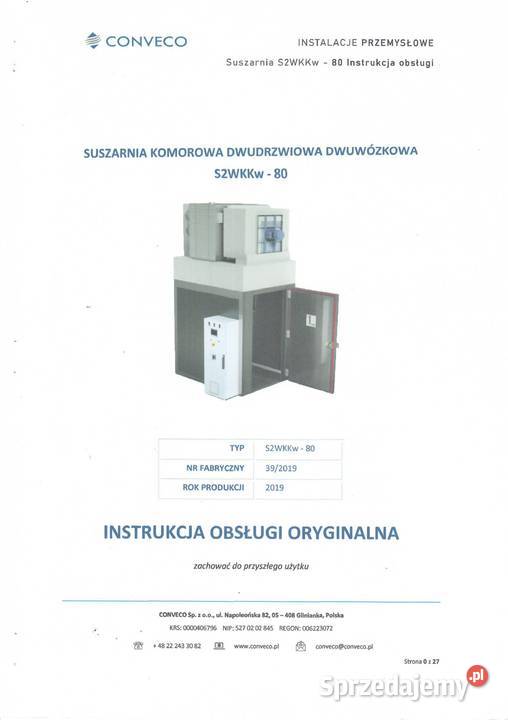 Suszarnia komorowa dwudrzwiowa dwuwózkowa Biznes i Przemysł Wrocław
