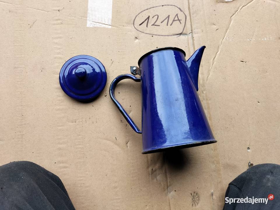CZAJNIK DZBANEK EMALIOWANY METALOWY PRL ŻELAZNY Kamień-Kolonia