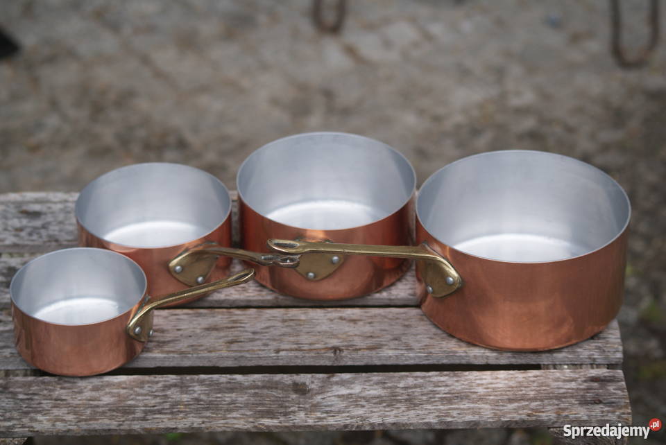 Miedziane rondle garnki komplet 4 mazowieckie Warszawa
