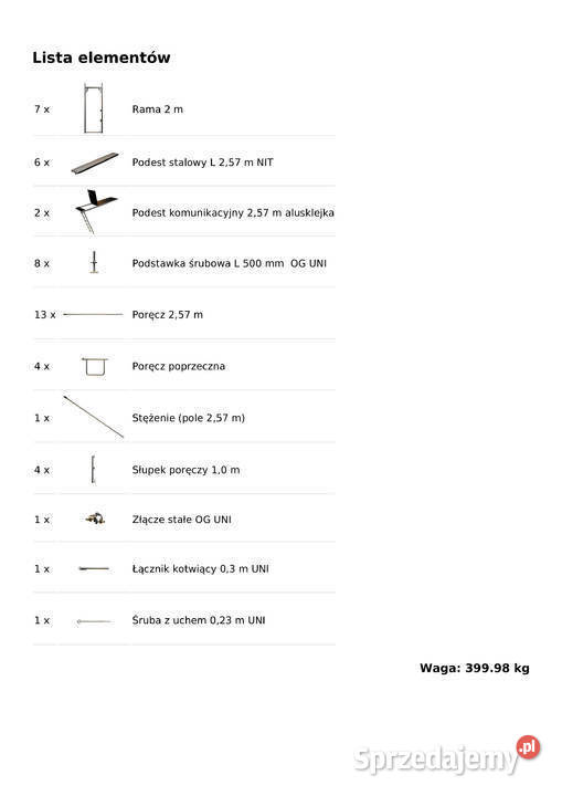 Rusztowanie 4266m2 używane szczytowe 771x62 m Rusztowania opolskie Stare Siołkowice