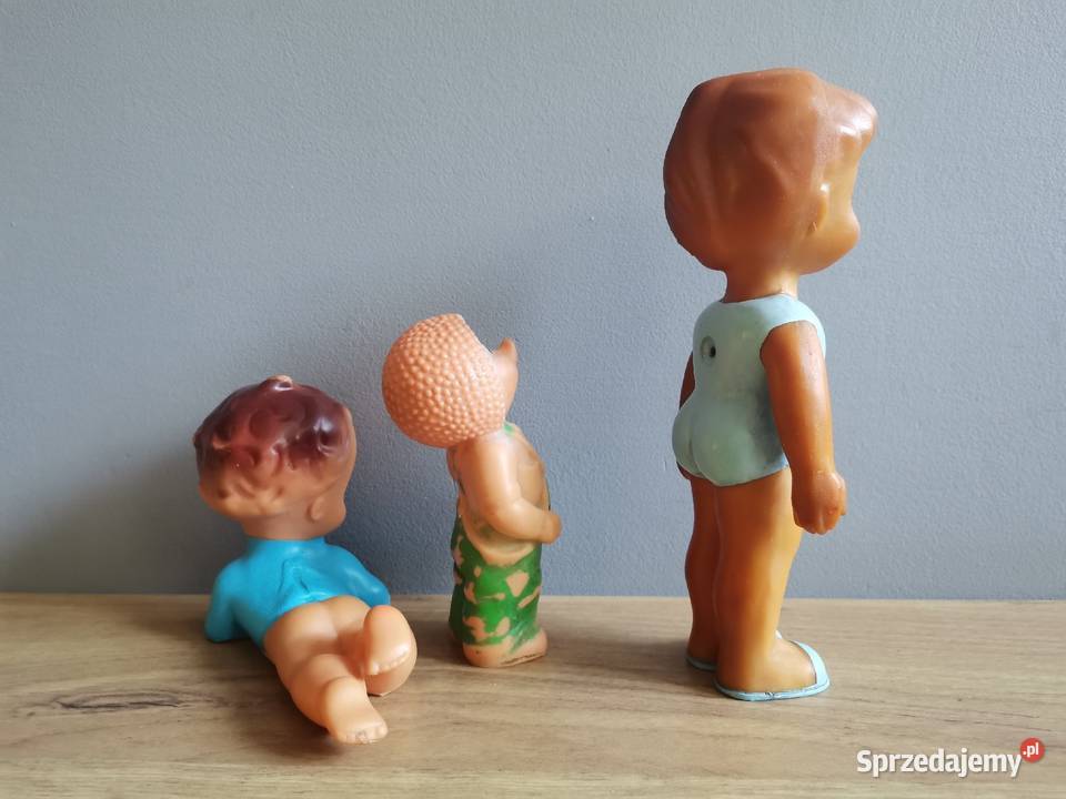 Stare gumowe zabawki lalki PRL 3 sztuki Antyki Antyki, Sztuka, Kolekcje Siemianowice Śląskie