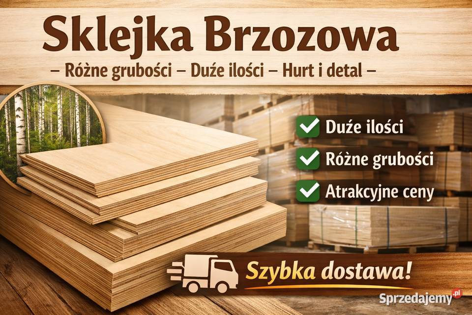 SKLEJKA BRZOZOWA RÓŻNE WYMIARY I GRUBOŚCI Krosno
