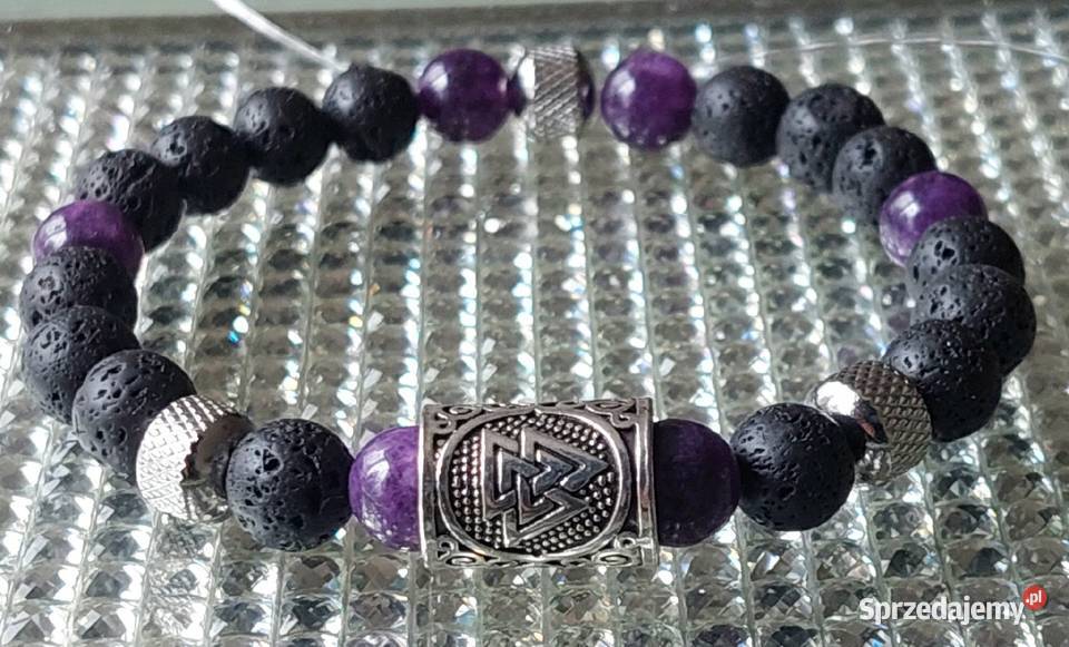 Bransoletka kamień naturalny Ametyst Lawa stal śląskie Częstochowa