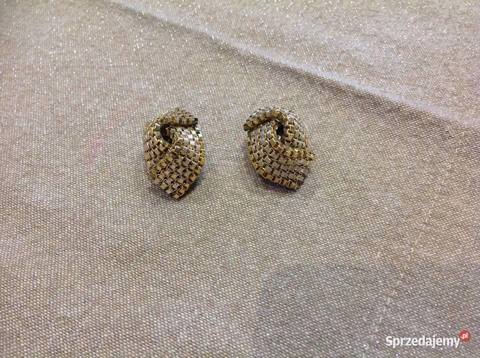 Duże Złote Klipsy Vintage do Uszu Ozdoby Nowa Sól sprzedam
