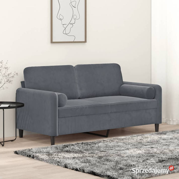 2osobowa sofa z poduszkami ciemnoszara 140 sprzedam