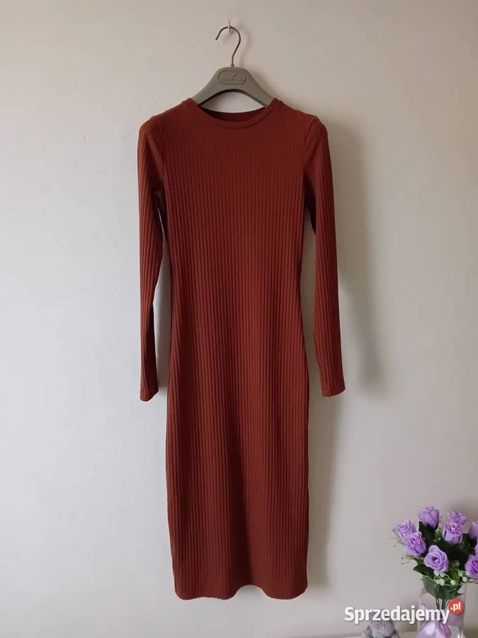 Sukienka brazowa prazkowana Ołówkowa  Warszawa