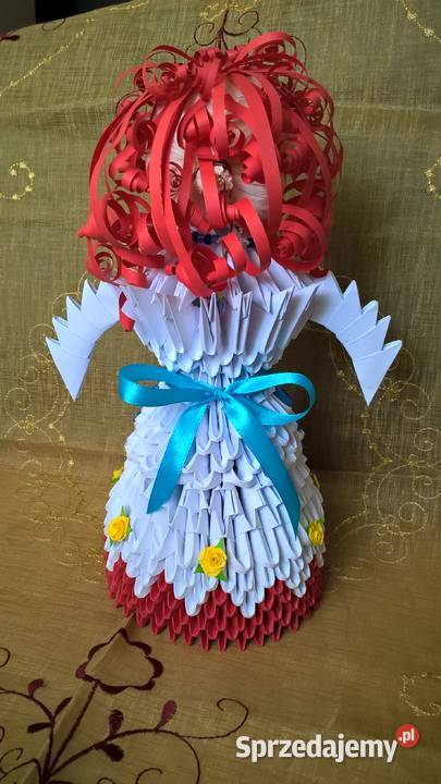 Przepiękna DUŻA LALKA 27 wys origami rękodzieło lubelskie Puławy