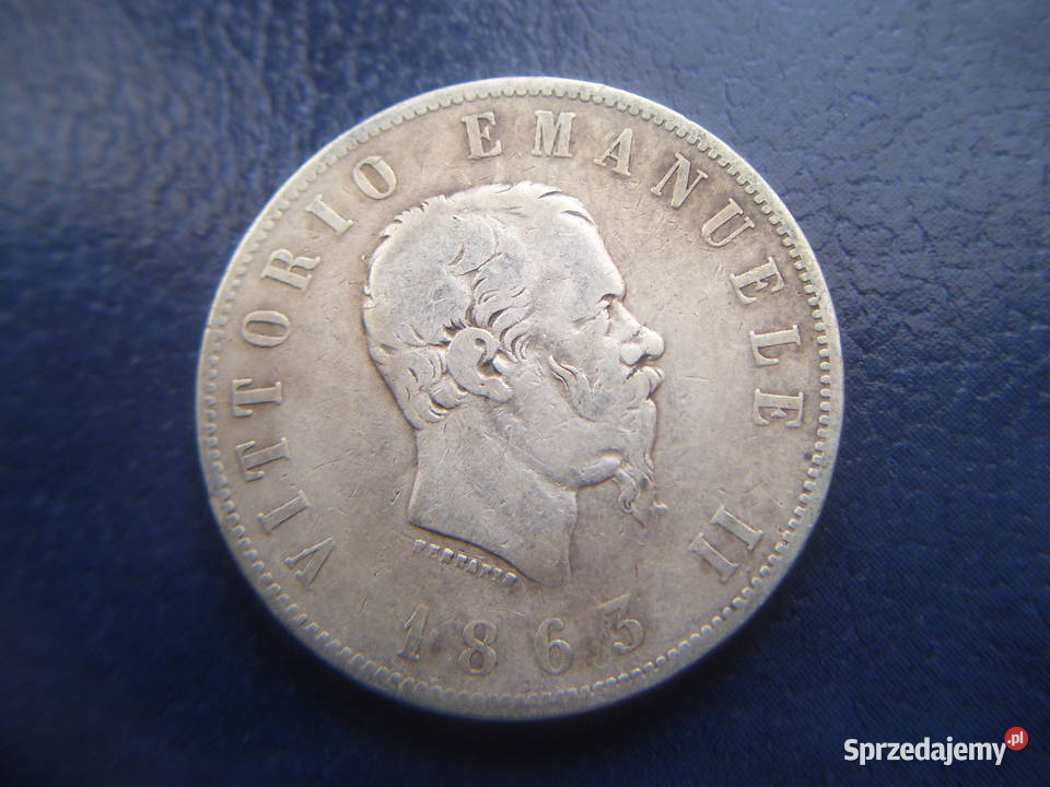 Stare monety 2 liry 1863 Włochy srebro Lesko